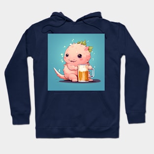 Cute axolotl drinking beer Hoodie